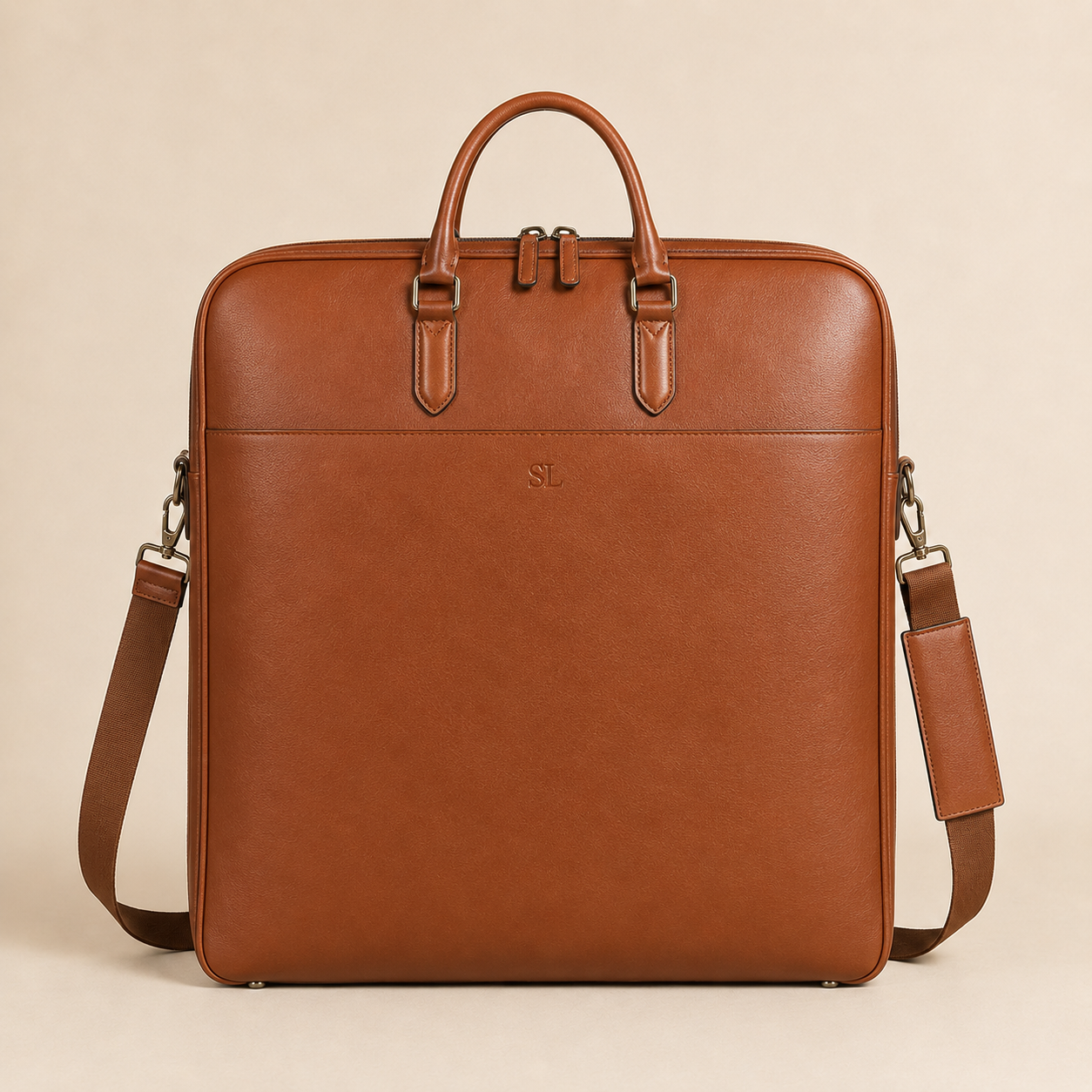 Leather Messenger Bag - Brown
