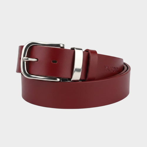 Classic Leather Belt With Silver Buckle