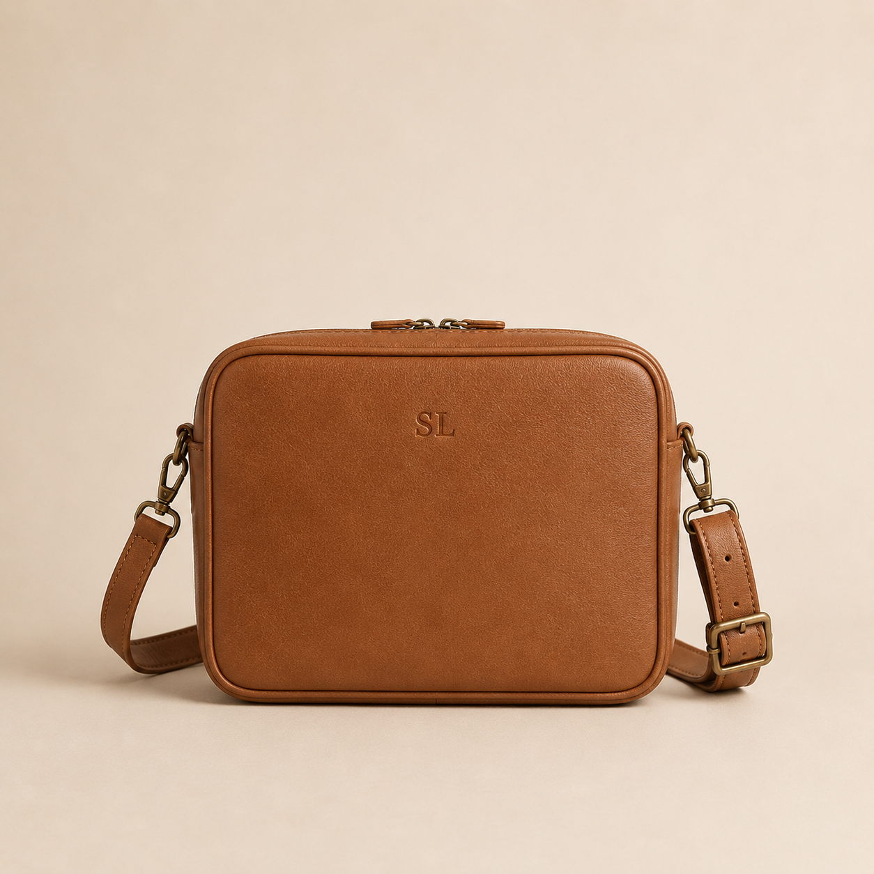 Leather Camera Bag - Caramel