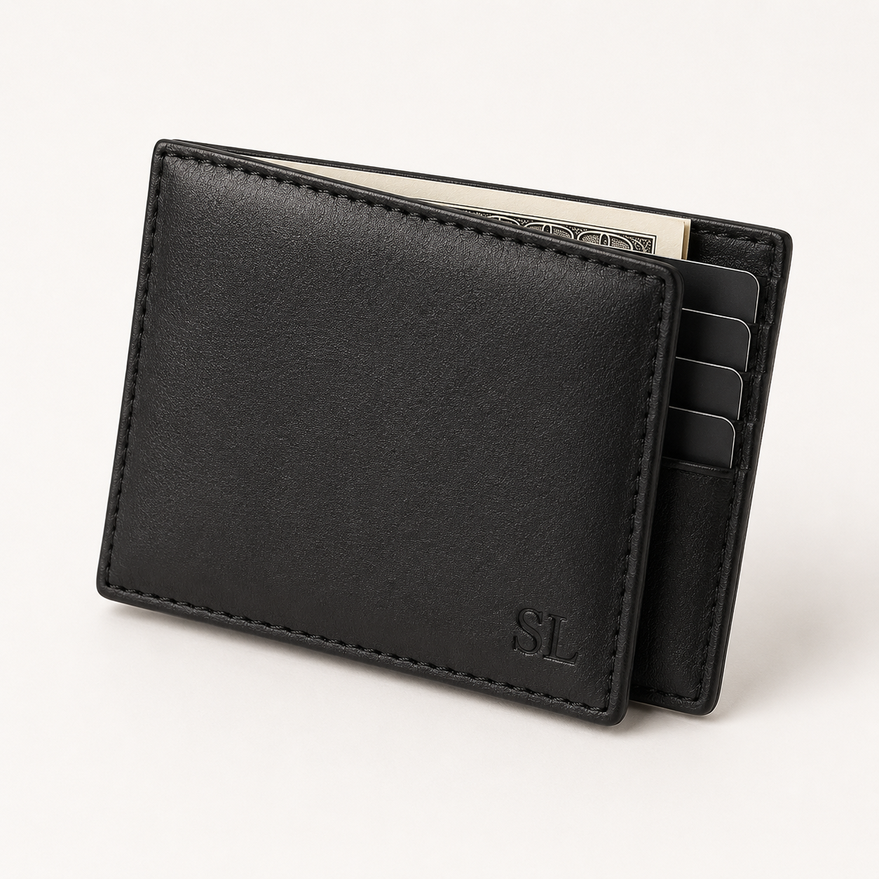 Leather Cardholder Wallet - Black