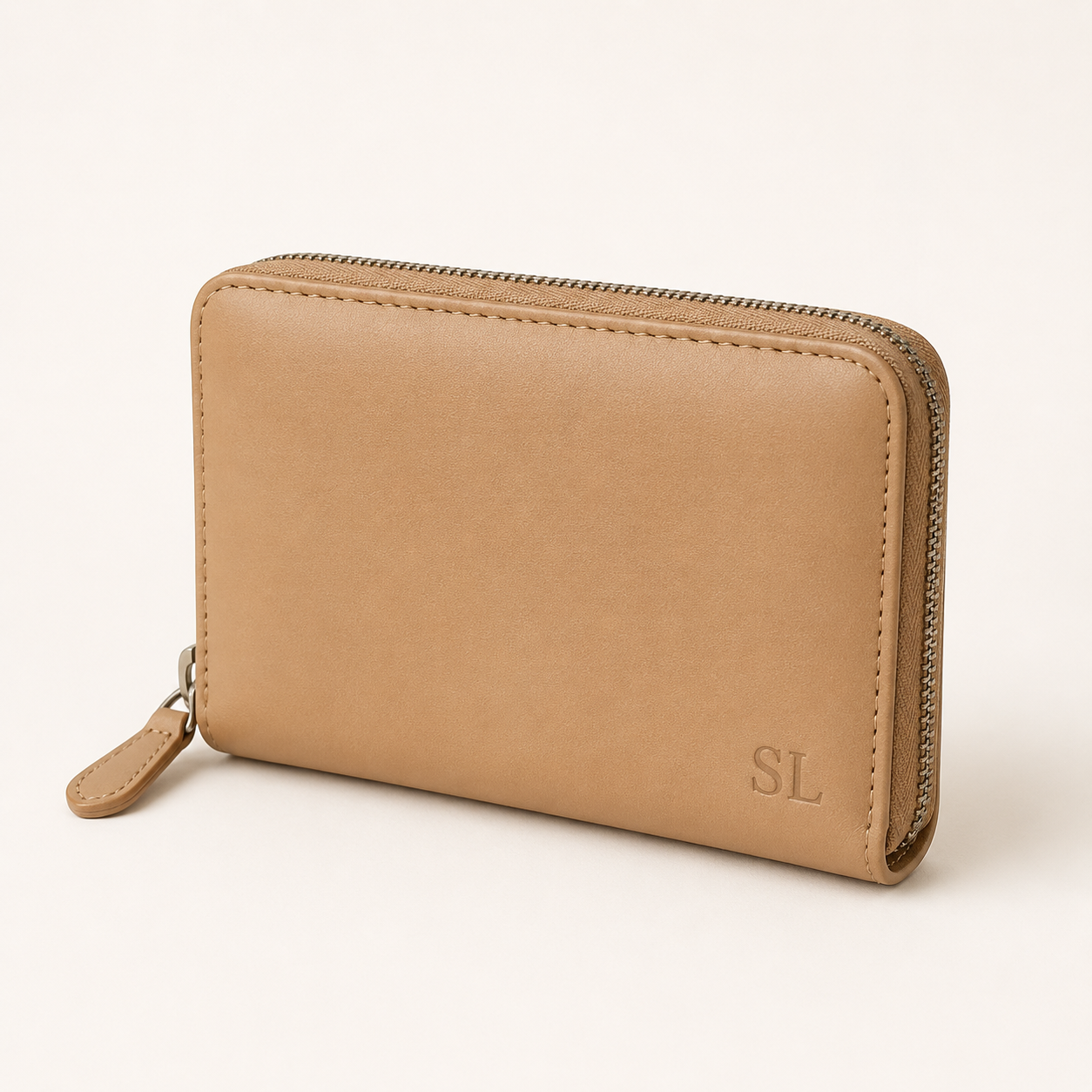 Leather Zip-Around Wallet - Tan