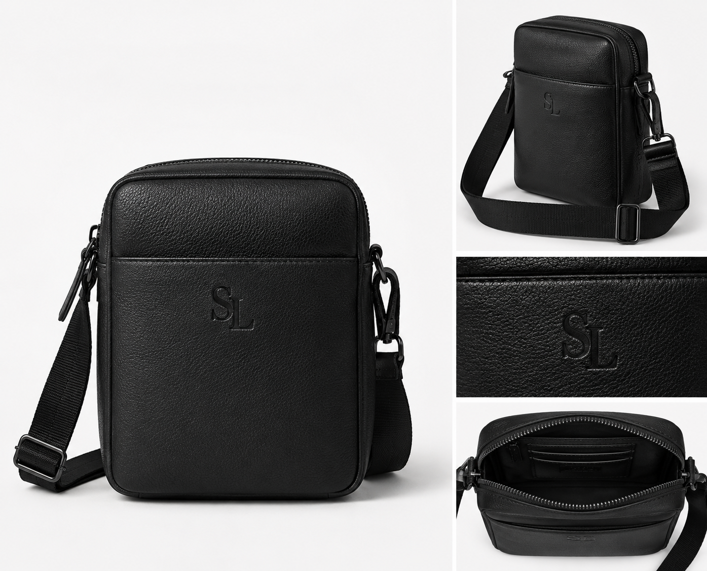Leather Mini Crossbody Bag - Black