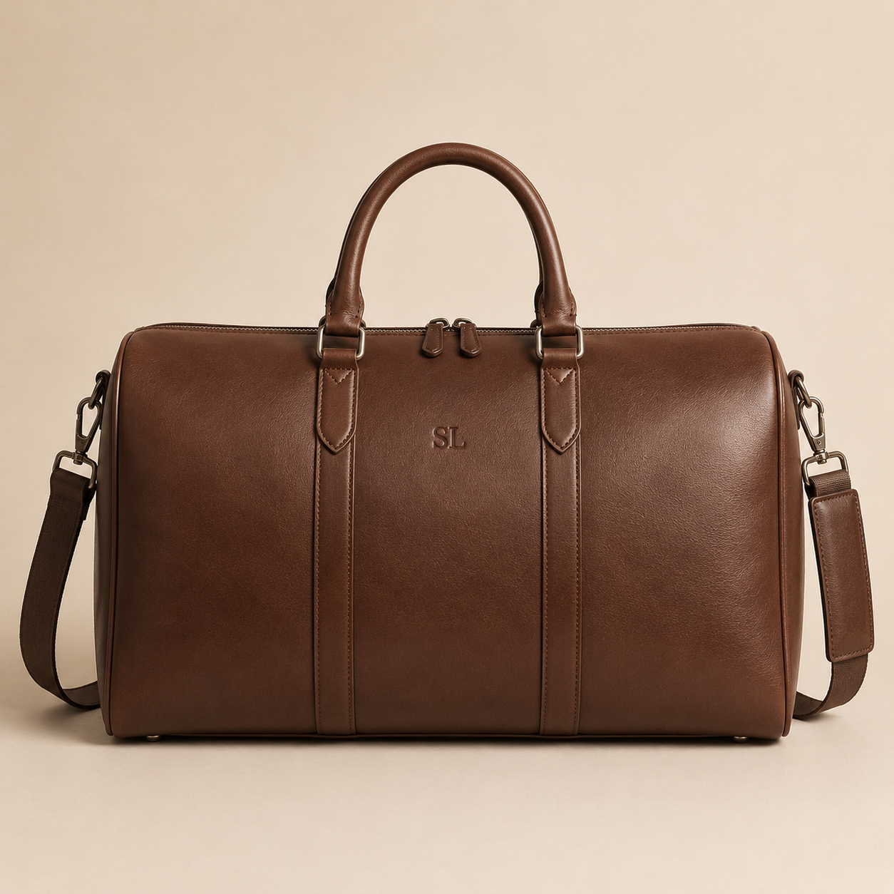 Leather Duffel Bag - Dark Brown